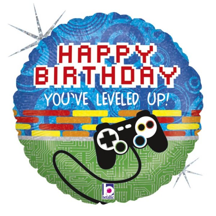 Foil Balloon Video Game ''Happy Birthday You've Leveled Up'' 46cm.