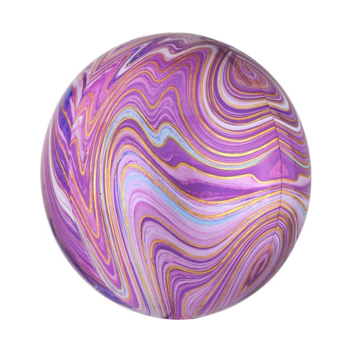 Foil balloon marble purple  38 x 40cm.