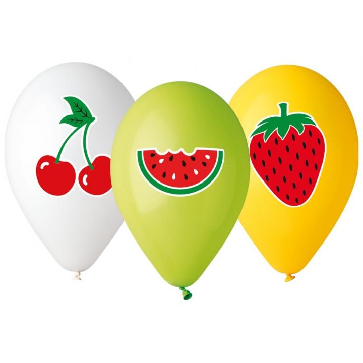 Fruits Latex Balloons 5pcs, 33cm.
