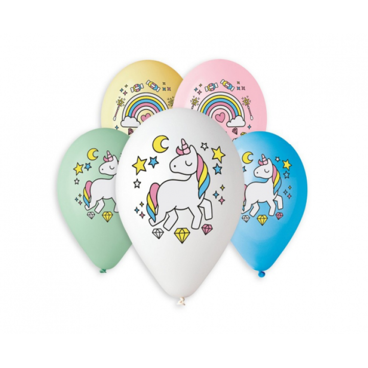 Latex balloons unicorn 5pcs, 30cm