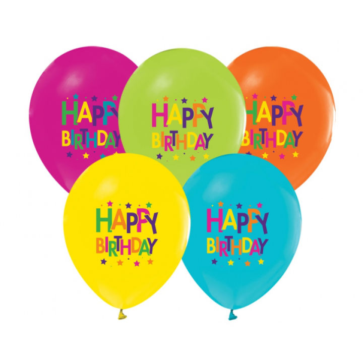 Μπαλόνια λάτεξ ''Happy Birthday'' 5τμχ, 30εκ.