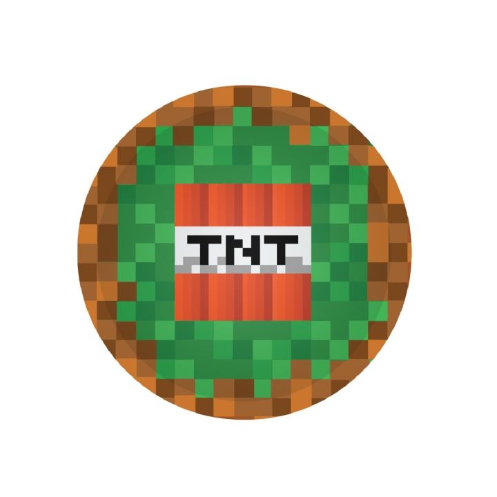 Paper plates Pixels TNT Minecraft 18cm. 6 pcs