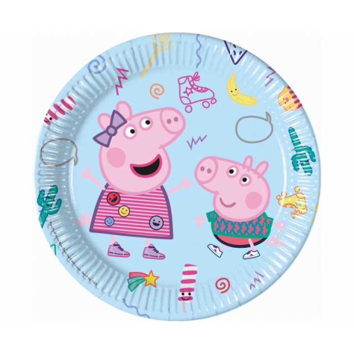 Paper Plates Peppa Pig 20cm.  (plastic free)