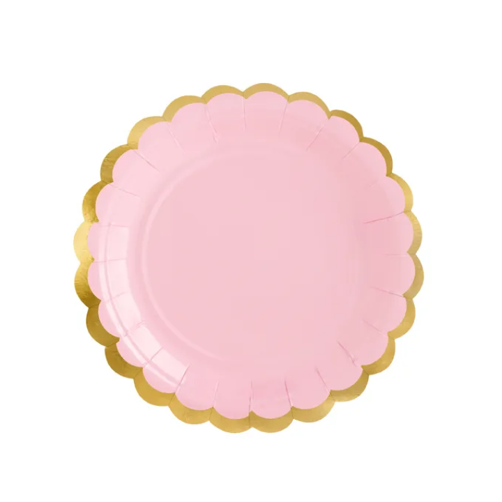 Paper plates pink 18cm. 6pcs. (plastic free)