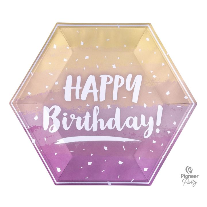 Paper Plates Hexagons ''Happy Birthday'' Ombre.