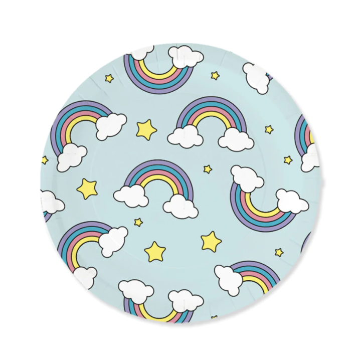 Paper Plates Rainbow With Clouds 23cm. 