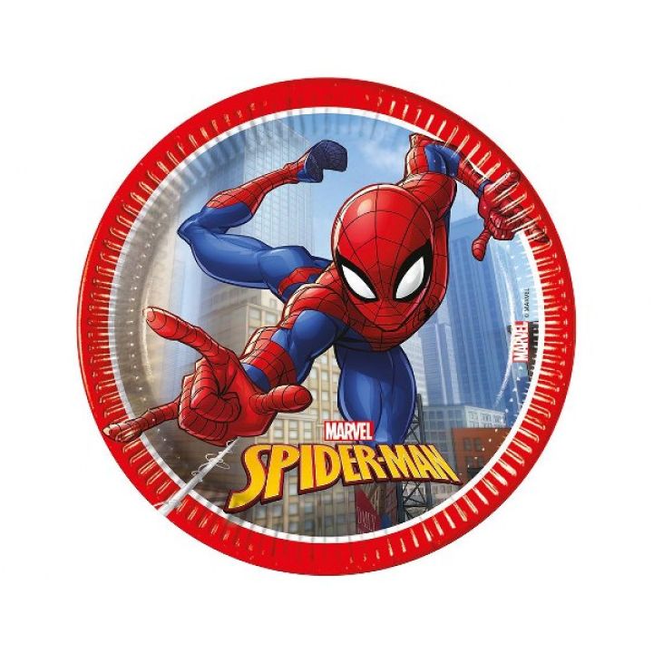 Paper Plates Spiderman 20cm. 8pcs.  (plastic free)