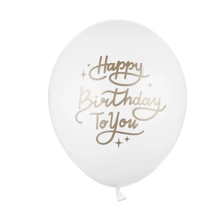 Μπαλόνια λάτεξ λευκά ''Happy Birthday'' 10τμχ, 30εκ