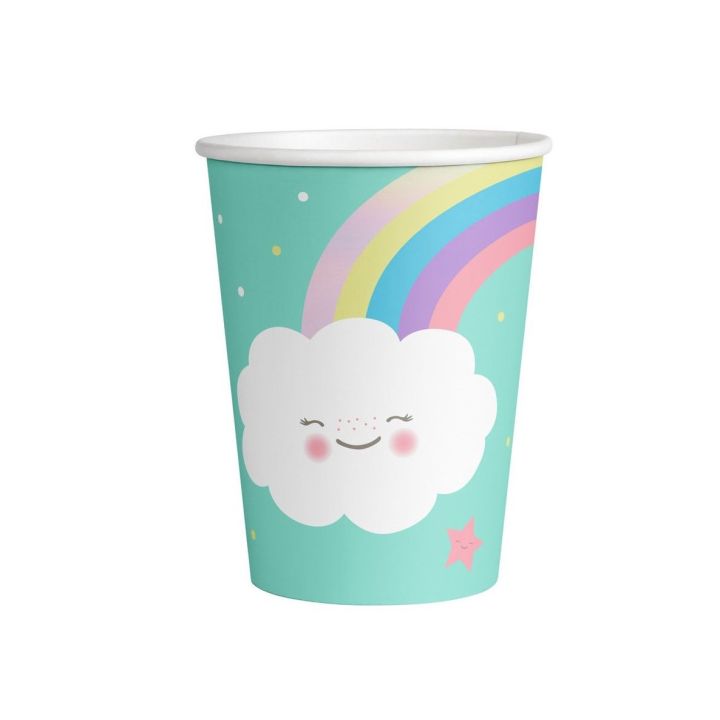 Paper Cups Rainbow With Clouds 250ml.